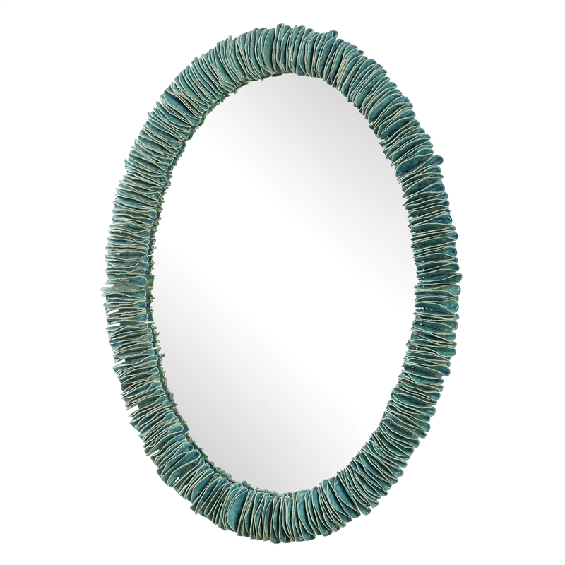 Uttermost Bonaire Teal Blue Oval Mirror