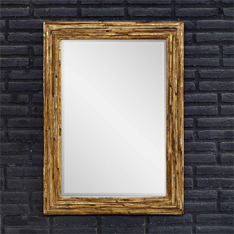 Uttermost Overlap Teak Wood Mirror