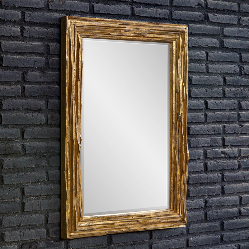 Uttermost Overlap Teak Wood Mirror