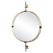 Uttermost Guardrail Round Mirror in Antique Brass