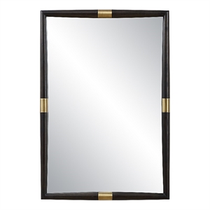 Uttermost Larkin Dark Wood & Antique Brass Mirror
