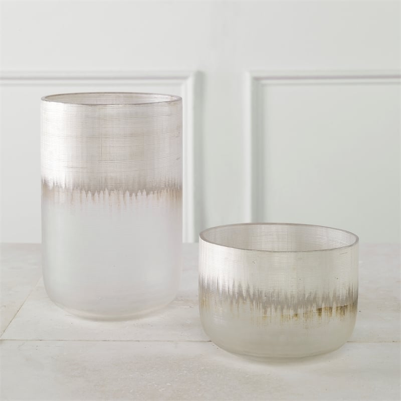 Uttermost Frost Silver Drip Glass Vases Set of 2
