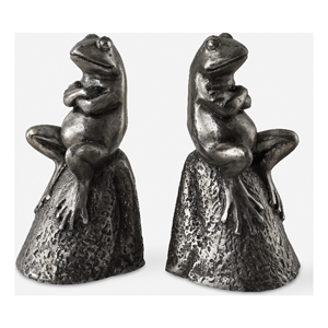 Uttermost Daydreaming Frogs Aged Silver Bookends Set of 2
