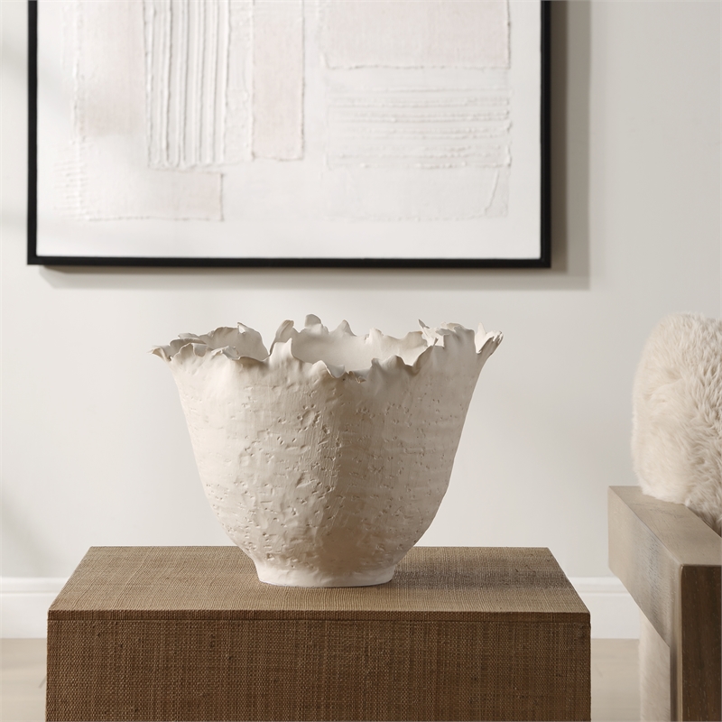 Uttermost Blossom Tall Off white Bowl
