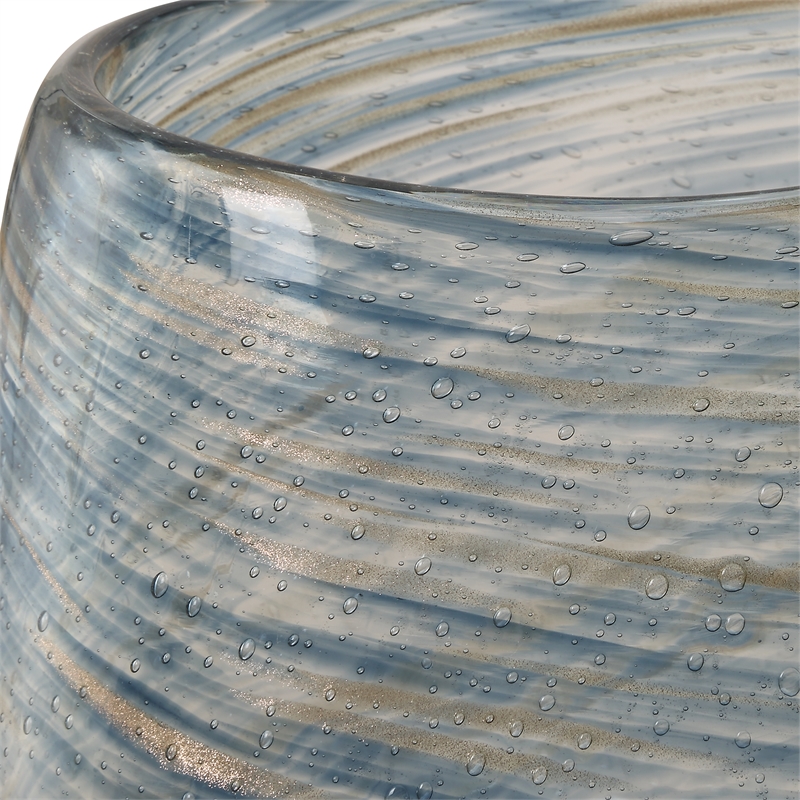 Uttermost Aurora Swirl Glass Vases in Blue (Set of 2)