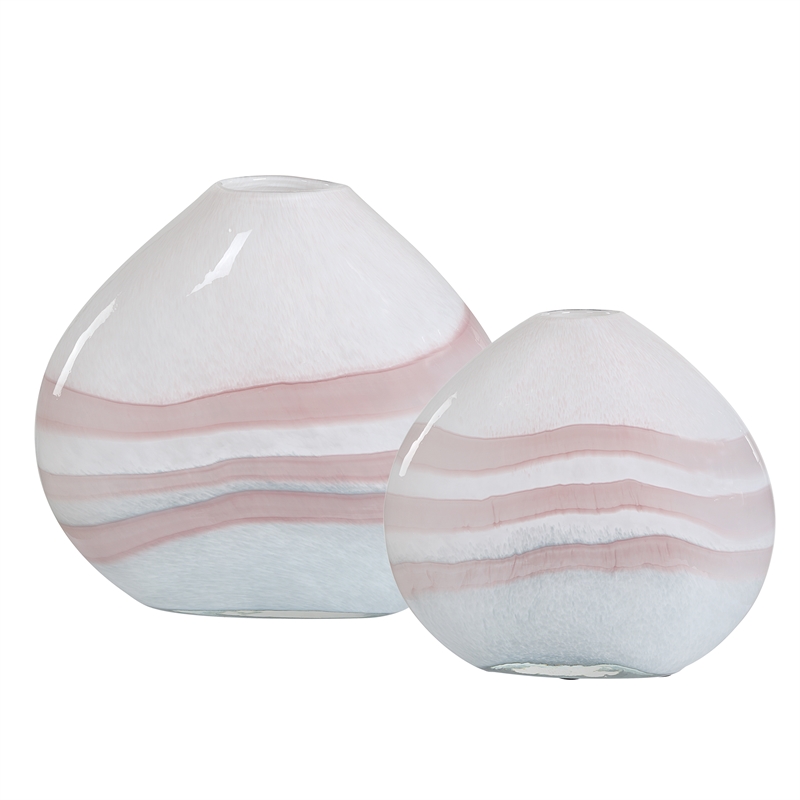 Uttermost Blush Swirl Glass Vases in White (Set of 2)