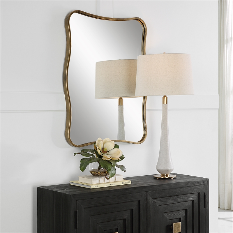 Uttermost Pavia Curvy Vanity Mirror in in Gold