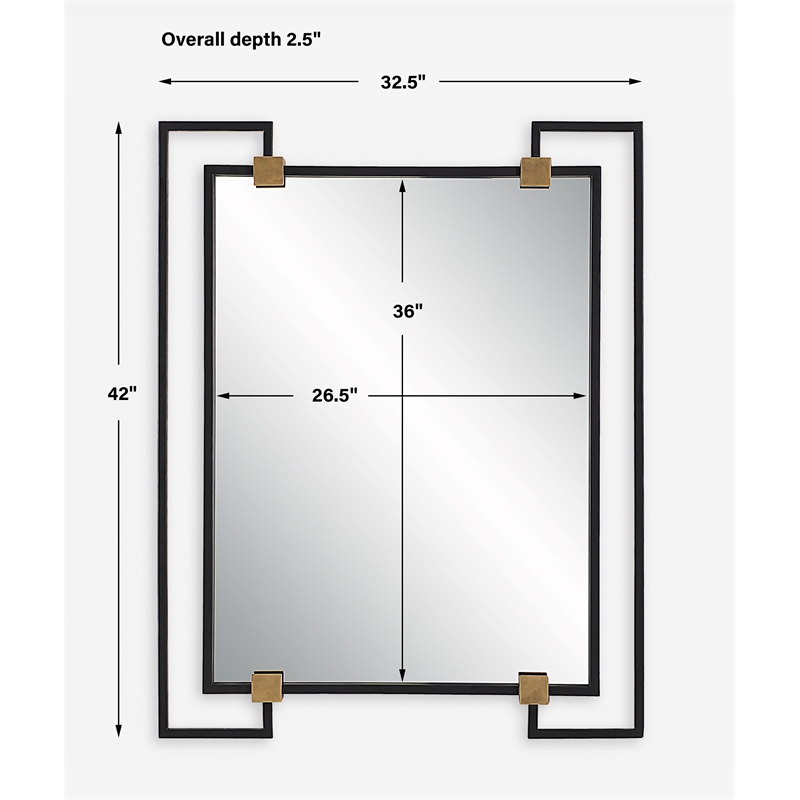 Uttermost Ivey Rectangle Industrial Mirror in Black