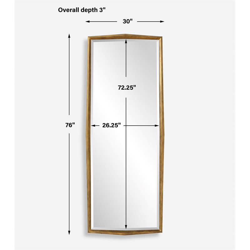 Uttermost On Point Wood Dressing Mirror in in Gold