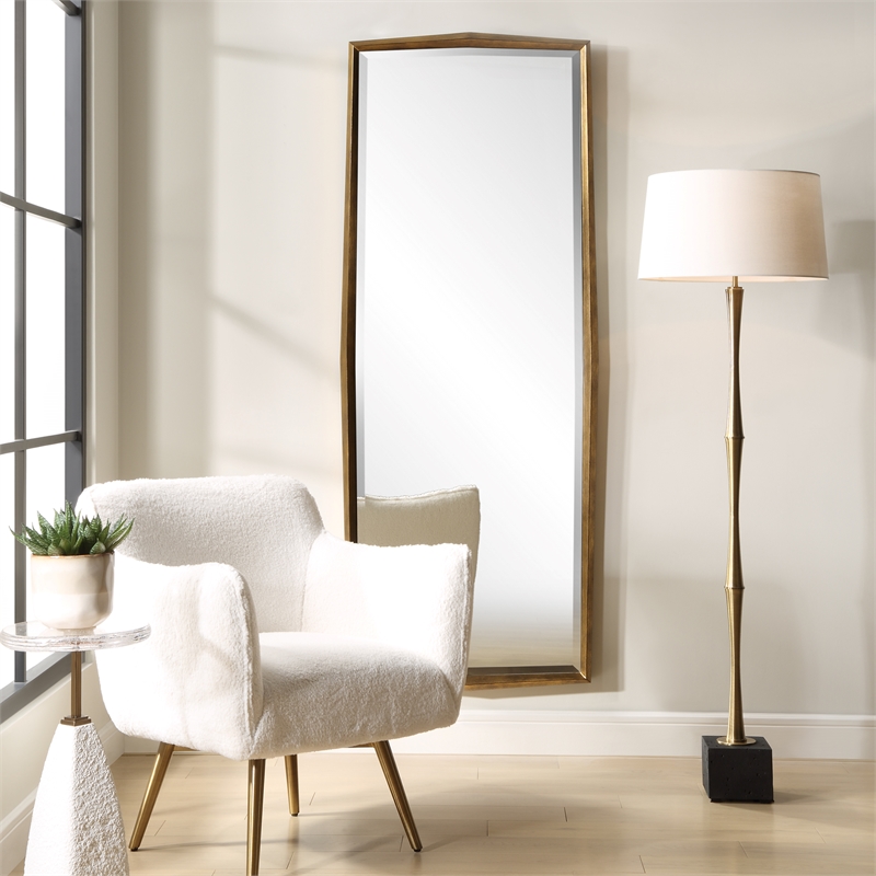Uttermost On Point Wood Dressing Mirror in in Gold