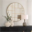 Uttermost Geometric Round Mirror in in Gold