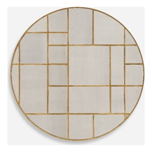 Uttermost Geometric Round Mirror in in Gold