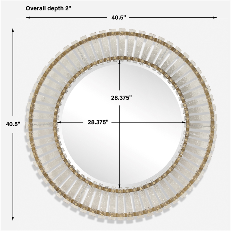 Uttermost Denali Textured Glass Round Mirror in in Gold