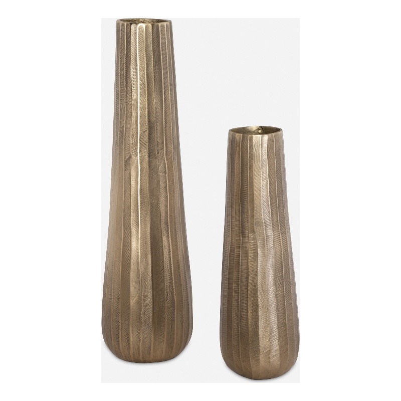 Uttermost Vertiforge Antique Gold Vases Set of 2