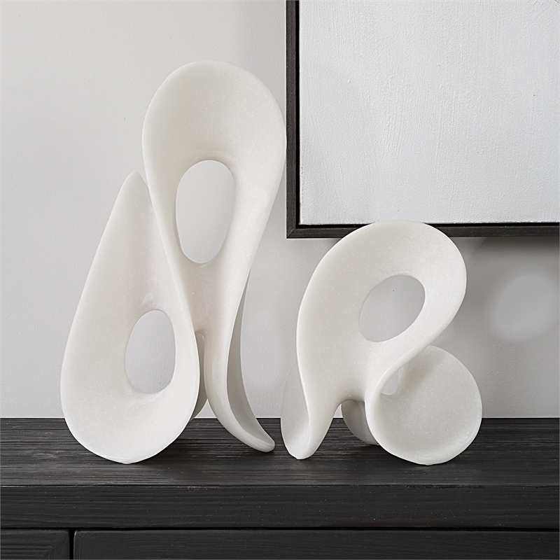 Uttermost Silent Wave White Sculptures Set of 2