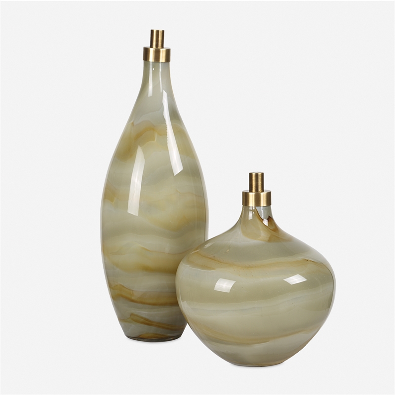 Uttermost Cascade Glass Bottles in in Gray (Set of 2)