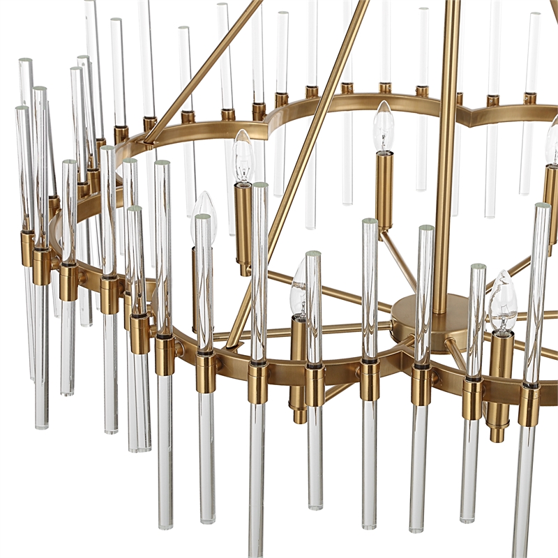 Uttermost Crystal Stick 8 Light Brass Chandelier