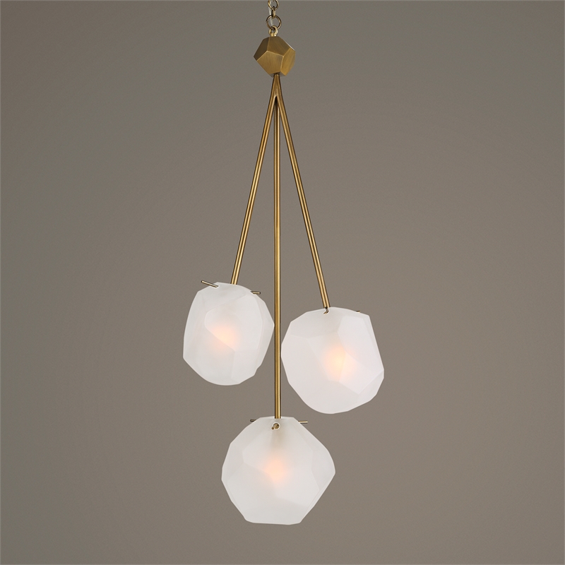 Uttermost Geodesic 3 Light Pendant in Antique Brass