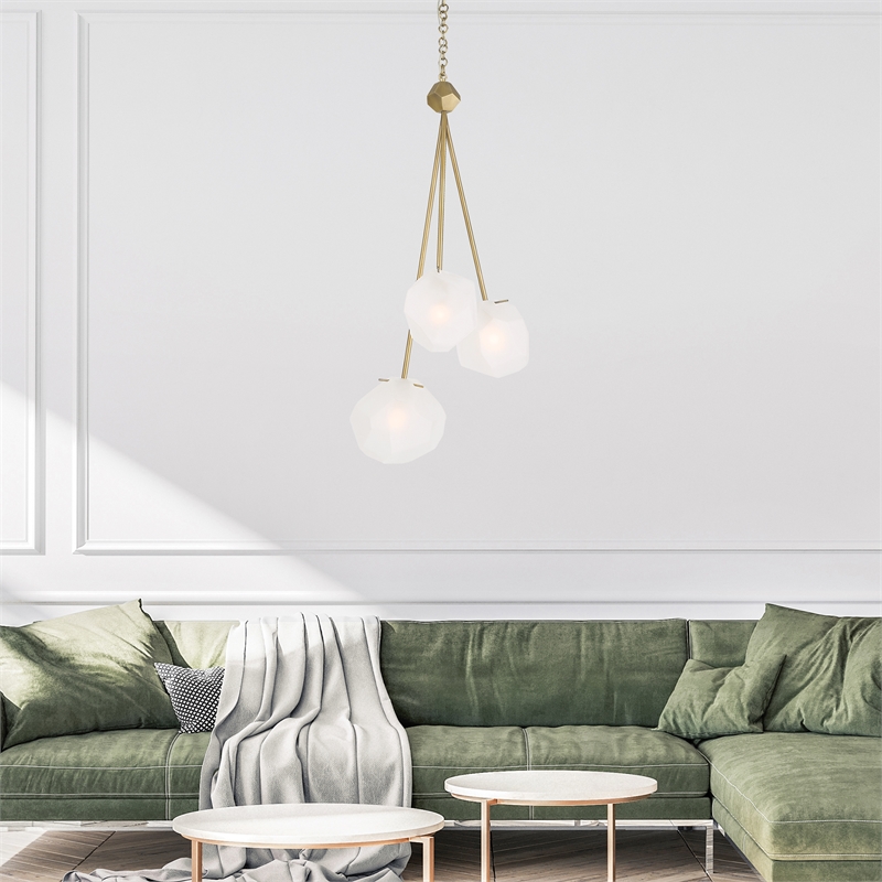 Uttermost Geodesic 3 Light Pendant in Antique Brass
