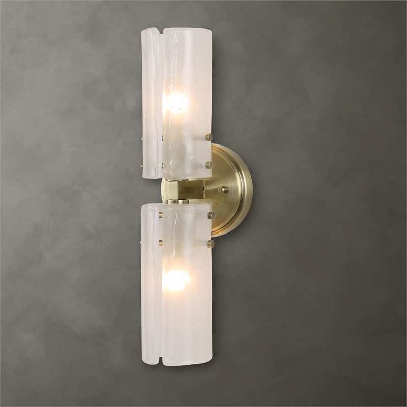Uttermost Mistie 2 Light Glass Sconce in Antique Brass