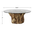 Uttermost Driftwood Teak Wood Base Coffee Table with Clear Glass Top