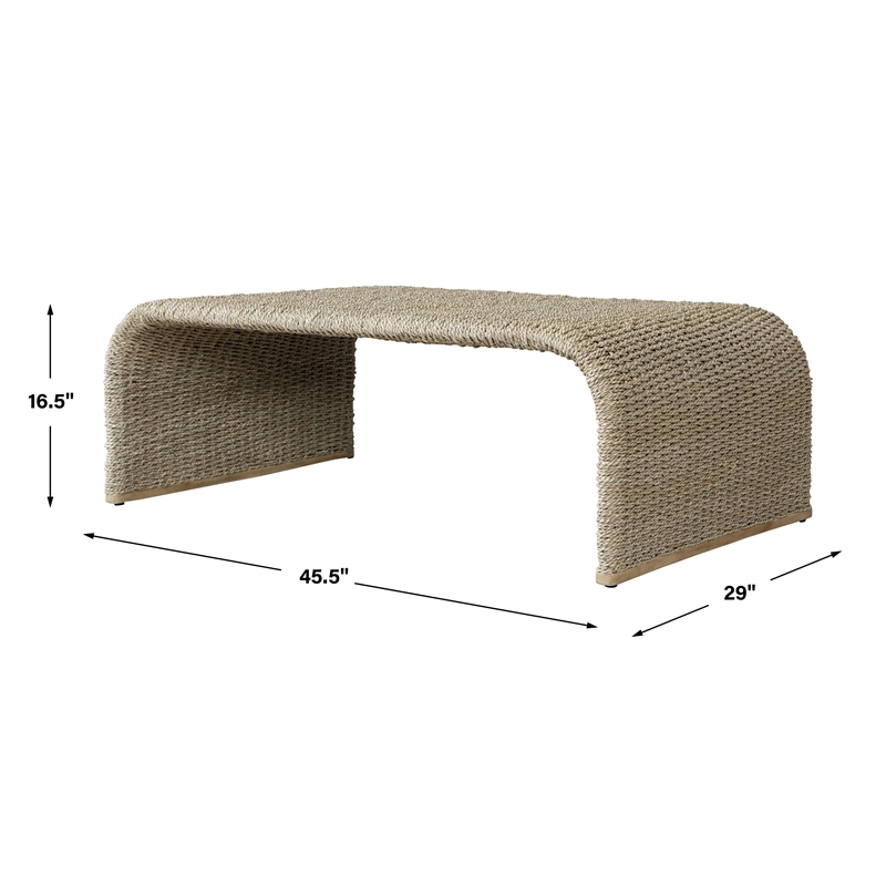 Uttermost Calabria Woven Seagrass Coffee Table in Tan