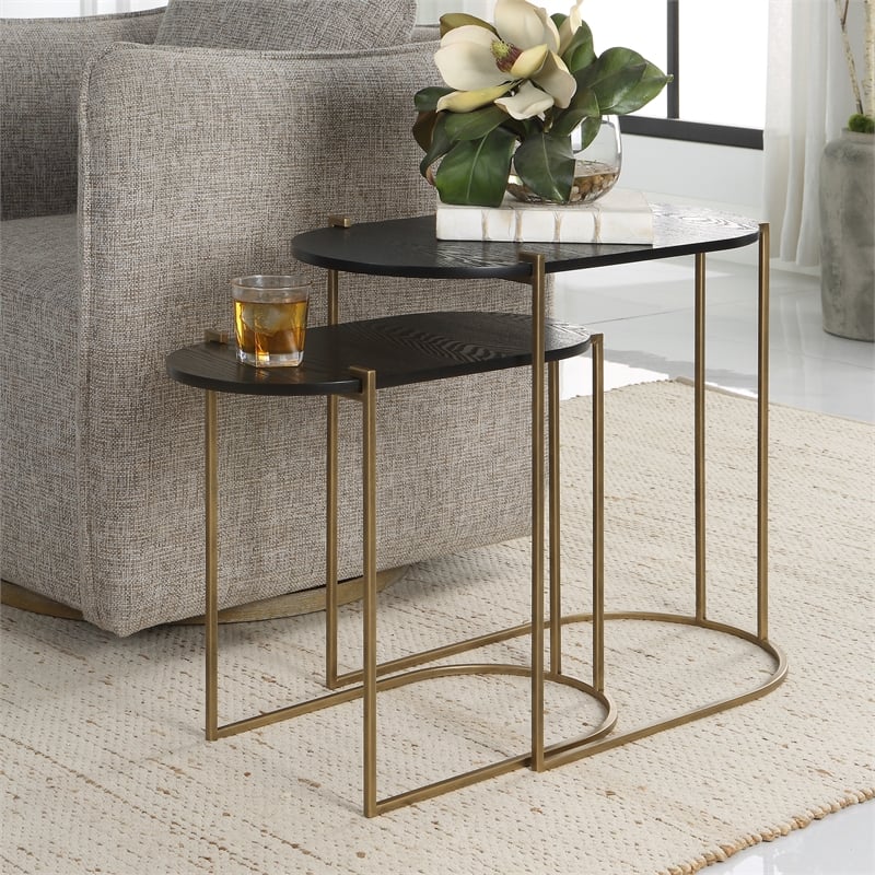 Uttermost Aztec Wood Nesting Tables in Ebony (Set of 2)
