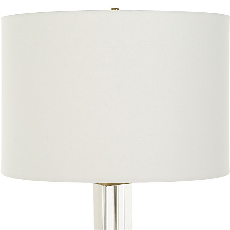 Uttermost Crystal Column Table Lamp in Antique Brass