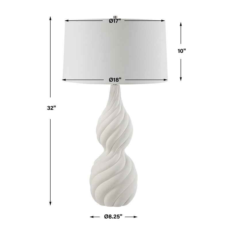 Uttermost Twisted Swirl White Table Lamp