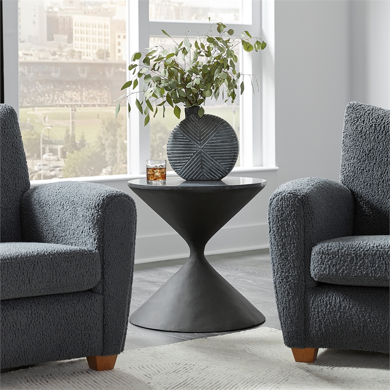 Uttermost Time's Up Hourglass Shaped Side Table in Matte Black