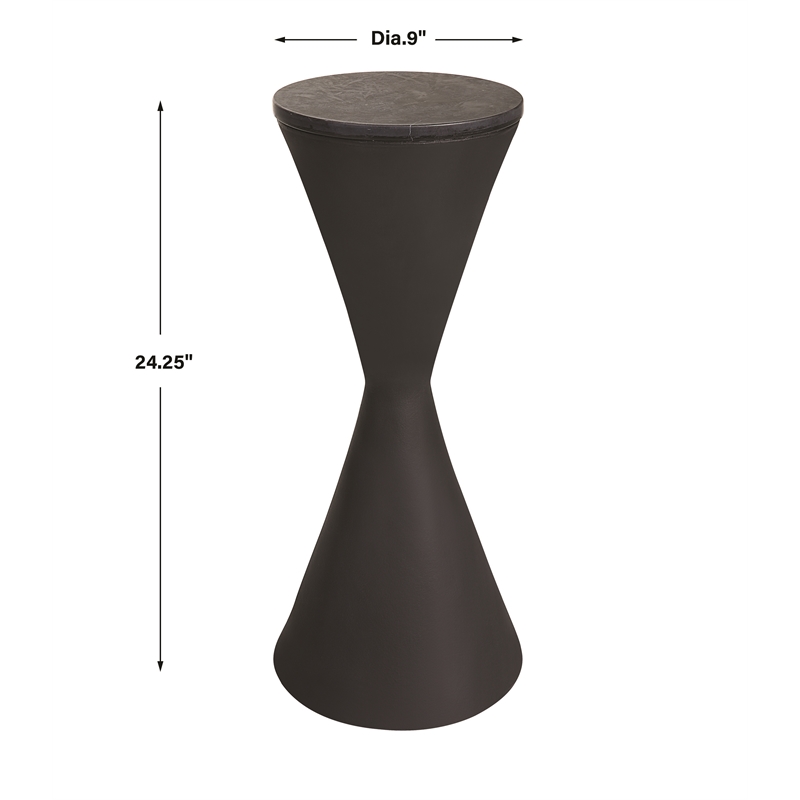 Uttermost Time's Up Hourglass Shaped Drink Table in Matte Black