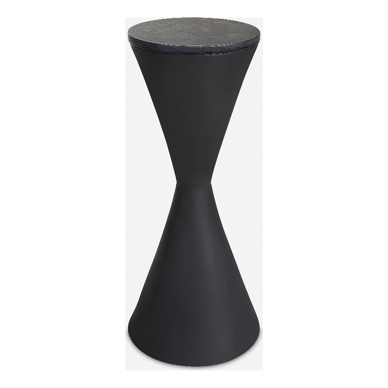 Uttermost Time's Up Hourglass Shaped Drink Table in Matte Black