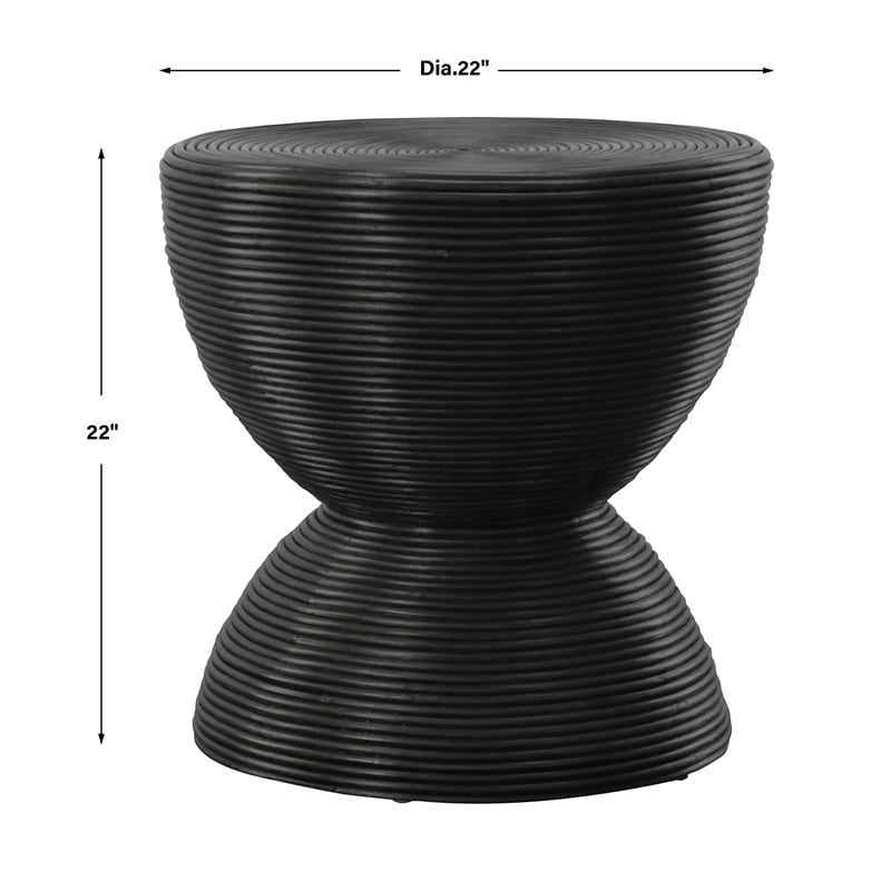Uttermost Bongo Black Rattan Side Table