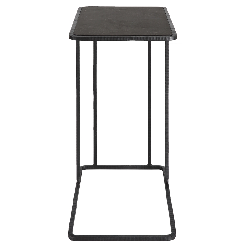 Uttermost Cavern Stone & Iron Accent Table in Black