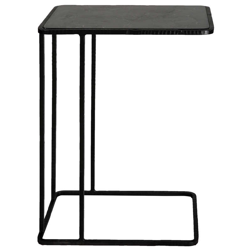Uttermost Cavern Stone & Iron Accent Table in Black