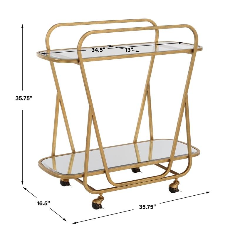Uttermost Swain Antique Brass Serving Cart