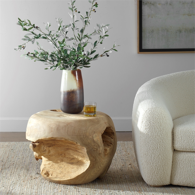 Uttermost Sola Handcrafted Teak Side Table in Teak