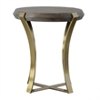 Uttermost Unite Brass Leg Wood Side Table in Dark Walnut
