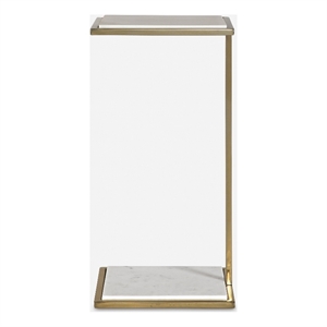 Uttermost Elevate White Marble Drink Table