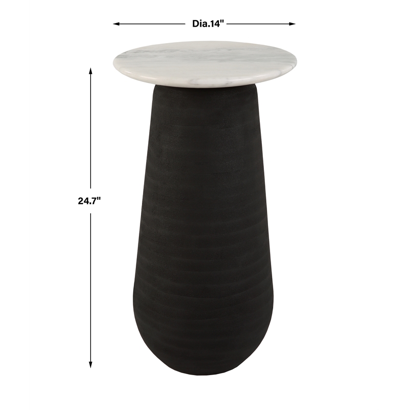 Uttermost Total Eclipse Marble Accent Table in Matte Black