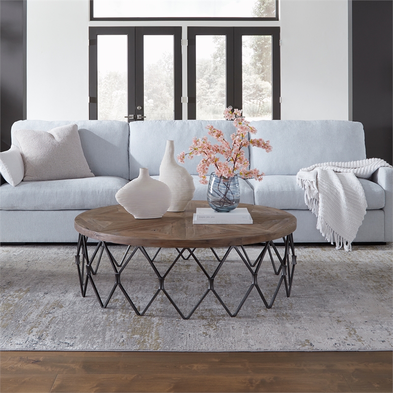 Uttermost Chain Reaction Reclaimed Wood Top with Chain Link Base in Aged Iron