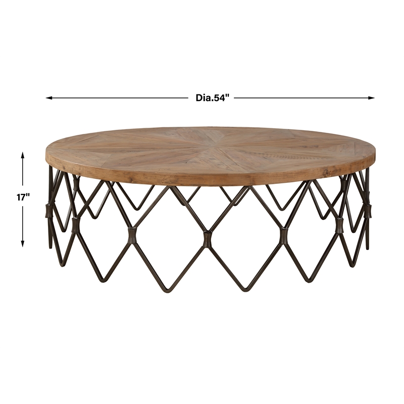 Uttermost Chain Reaction Reclaimed Wood Top with Chain Link Base in Aged Iron