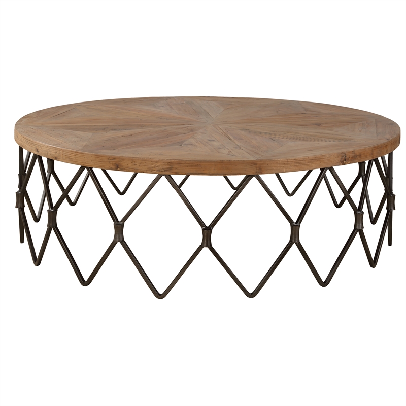 Uttermost Chain Reaction Reclaimed Wood Top with Chain Link Base in Aged Iron