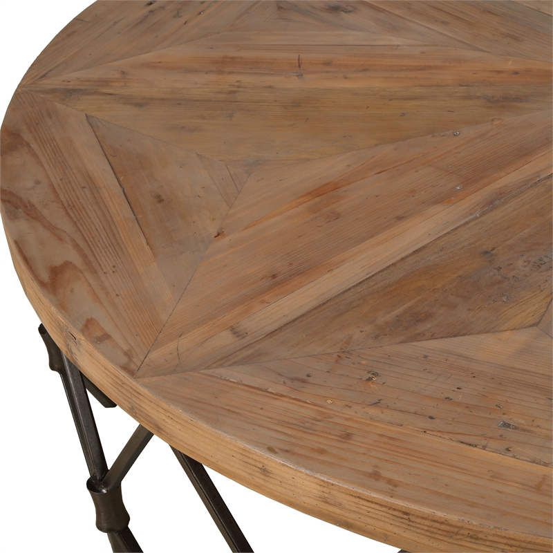 Uttermost Chain Reaction Reclaimed Wood Top with Chain Link Base in Aged Iron