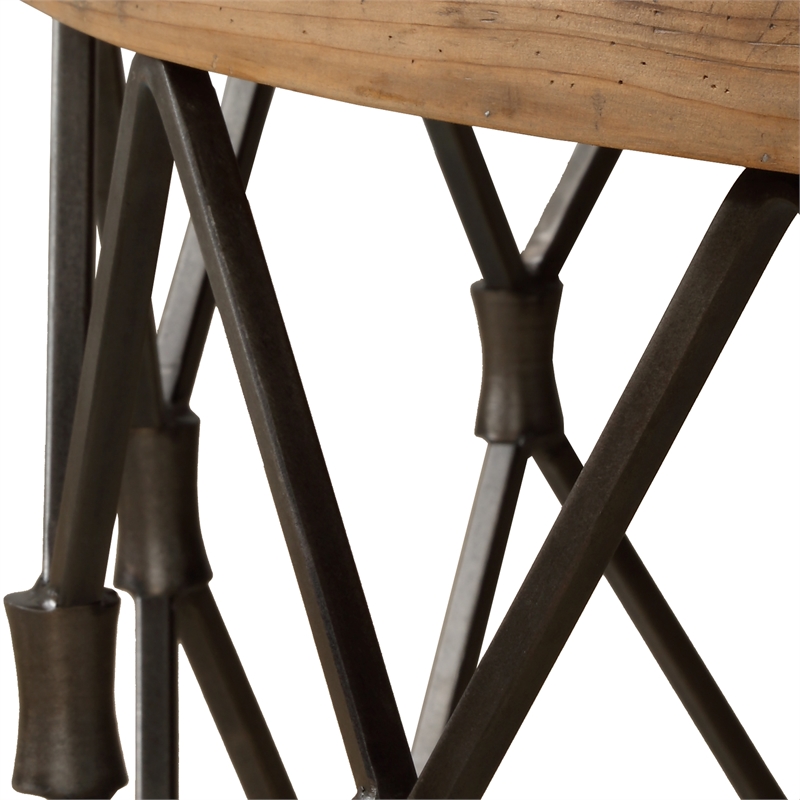 Uttermost Chain Reaction Reclaimed Wood Top with Chain Link Base in Aged Iron