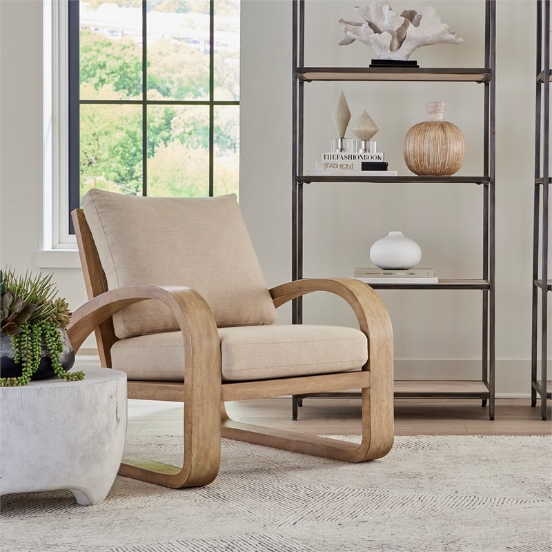 Uttermost Barbora Solid Mango Wood Accent Chair in Fawn/Neutral