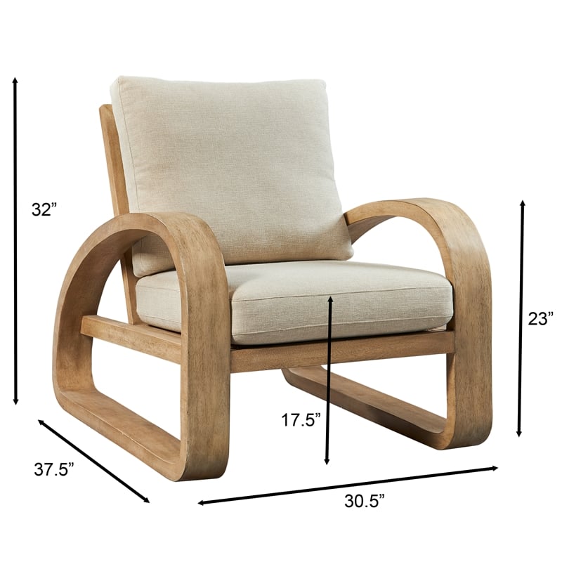 Uttermost Barbora Solid Mango Wood Accent Chair in Fawn/Neutral