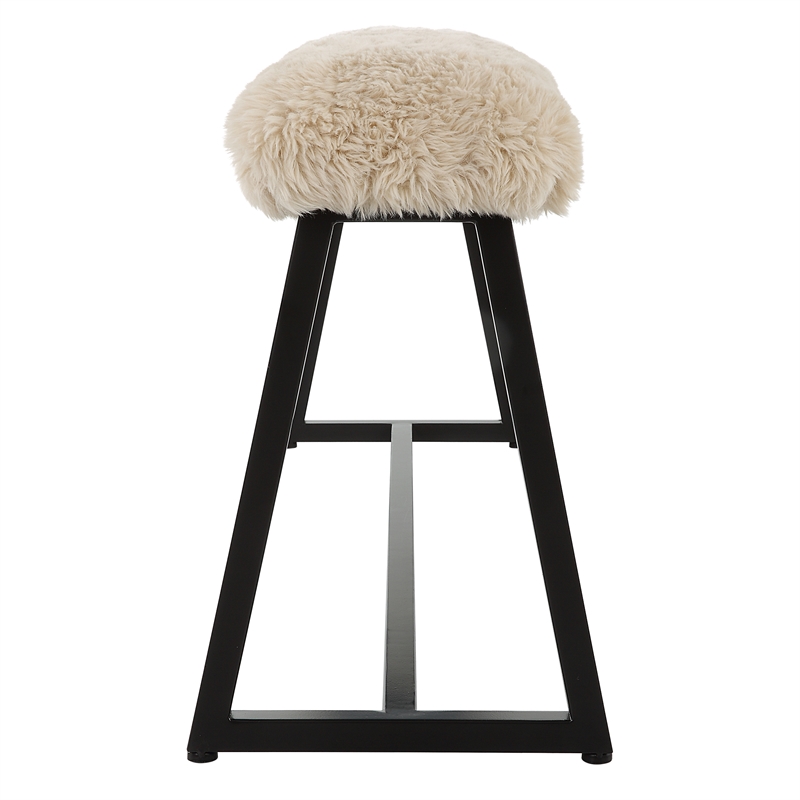 Uttermost Taupo Sheepskin Bench in Cream