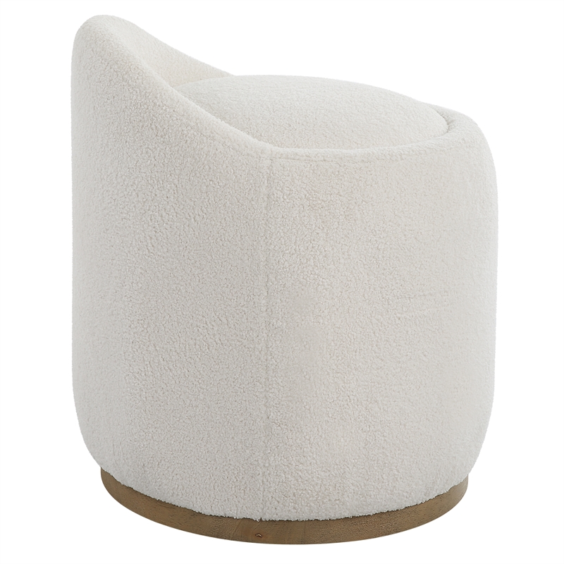 Uttermost Swirl Swivel Sheepskin Ottoman in Off White