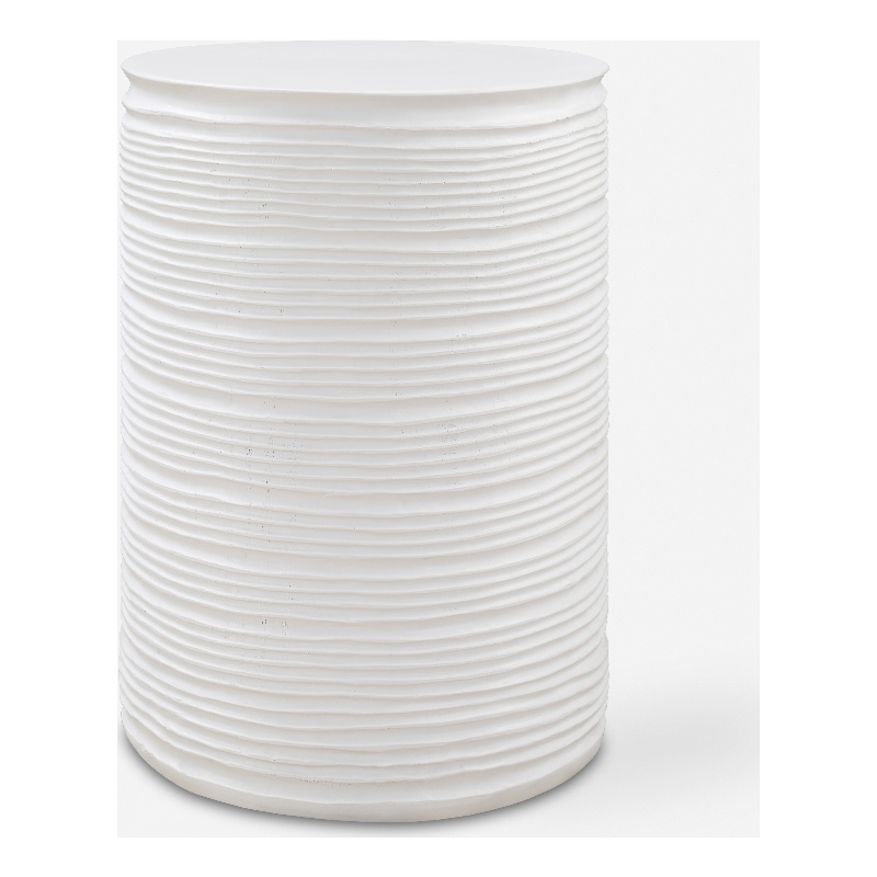 Uttermost Borderline White Drum Table